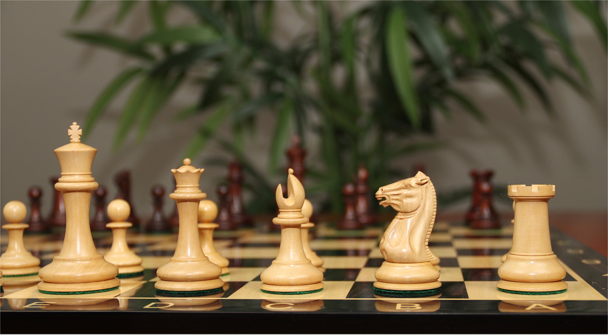 Morphy Cooke 1849-50 Vintage 3.5" Reproduction Chess Set in Natural/Mahogany Stained Boxwood