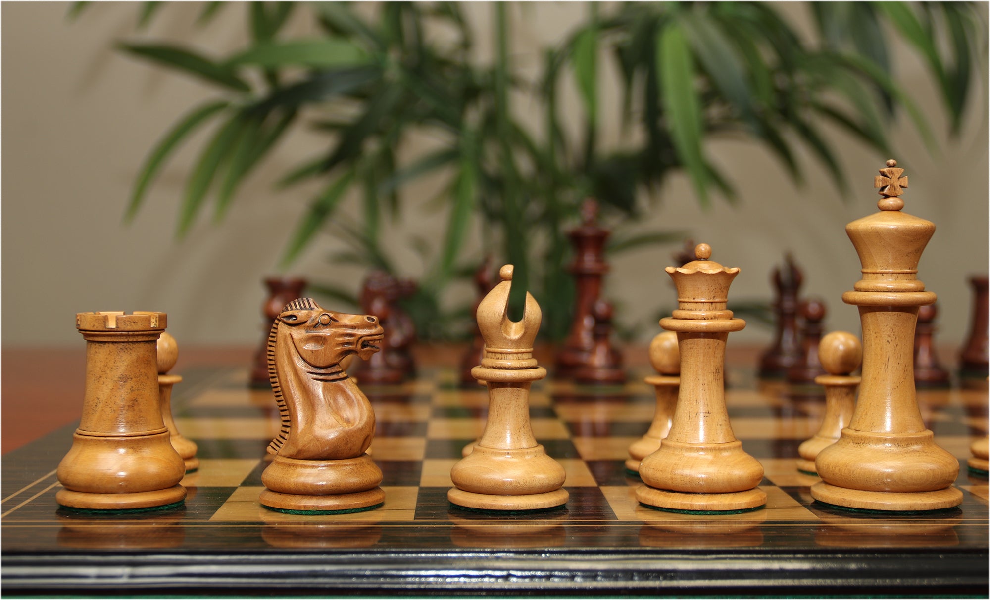 Nathaniel 1849 Antique Reproduction Vintage 4.4" Distressed/Mahogany Wood Chess Pieces