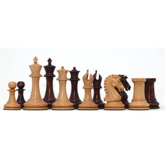 Commemorative Signature Series 3.625" Staunton Chessmen in Non-Antiqued/ Mahogany Stained Boxwood