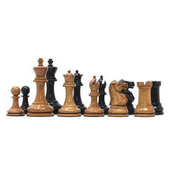 Jaques Zukertort 1875 Reproduction Library 3.5" Chessmen in Distressed Boxwood/Ebony