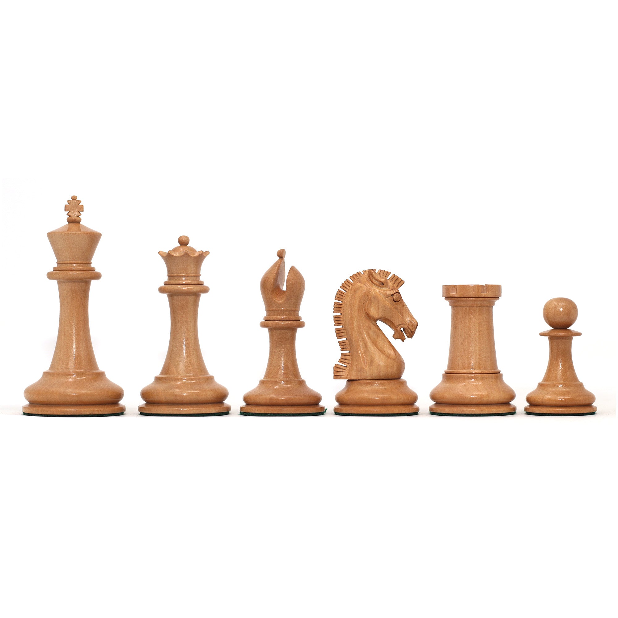 Commemorative Signature Series 3.625" Staunton Chessmen by MANDEEP SAGGU in Non-Antiqued/ Mahogany Stained Boxwood