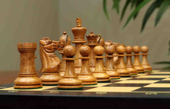 17th Olympiad Havana 1966 Circa Reproduction 3.78" Staunton Chessmen Ebony/Distressed Boxwood