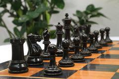 Jaques Zukertort 1875 Reproduction Library 3.5" Chessmen in Original Aged Look Antiqued Boxwood/Ebony