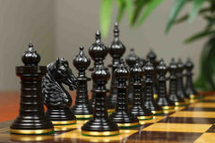 Anglo-Persian Artisan Series 4.75" Luxury Chess set by Mandeep Saggu in Ebony and Antiqued Boxwood