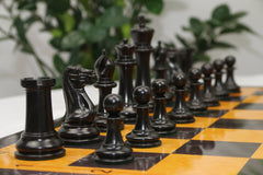 1849 Early Version Reproduced 4.4" Chess Set in Original Aged Antiqued Boxwood/Ebony