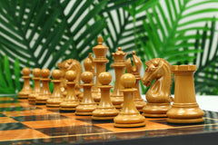 Commemorative Signature Series 3.625" Staunton Chessmen in Antiqued Boxwood/Ebony