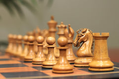 Commemorative Signature Series 3.625" Staunton Chessmen in Distressed/ Mahogany Stained Boxwood