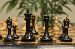 B & Company Reproduced Staunton 4.4" Chess Set in Distressed Boxwood and Ebony
