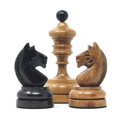 Reproduction Vintage 1930 German Knubbel 3.5" Chess Set in Distressed Antiqued and Ebonised Box wood