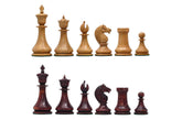 1830 Dublin Style Reproduced Historical Chess Set - 3.75" King Height in Natural & Mahogany Stained Boxwood