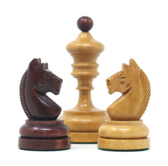 Reproduction Vintage 1930 German Knubbel 3.5" Chess Set in Antiqued & Mahogany Gilded Box wood