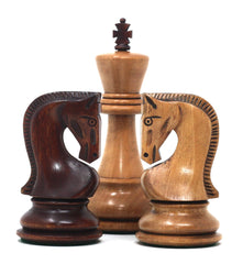 Zagreb '59 Series 3.75" Luxury Chessmen in Distressed Boxwood & Mahogany Gilded