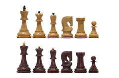 Zagreb '59 Series 3.75" Luxury Chessmen in Natural Boxwood & Mahogany Gilded