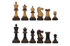 Aron Series Luxury 4" Luxury Staunton Chess Pieces in Burnt Boxwood