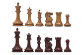 Jaques Zukertort 1875 Reproduction Library 3.5" Chessmen in Distressed/Mahogany Gilded Boxwood