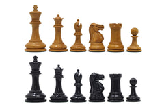 Jaques Zukertort 1875 Reproduction Library 3.5" Chessmen in Original Aged Look Antiqued Boxwood/Ebony