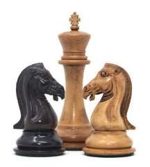 Chariot of Selene Series 4.4" Luxury Staunton Chessmen in Distressed Boxwood and Ebony Wood