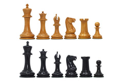 1849 Early Version Reproduced 4.4" Chess Set in Original Aged Antiqued Boxwood/Ebony