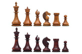 1830 Dublin Style Reproduced Historical Chess Set - 3.75" King Height in Distressed & Mahogany Stained Boxwood