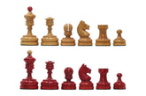 Reproduction Vintage 1930 German Knubbel 3.5" Chess Set in Original Vintage Look and Red Gilded Box wood