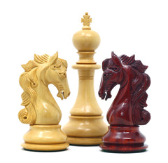 The Grand Merlin Series 4.4" Luxury Staunton Chess Set in African Padouk & Boxwood