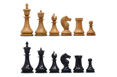 1830 Dublin Style Reproduced Historical Chess Set - 3.75" King Height in Natural Boxwood & Ebony Wood