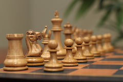 Nathaniel 1849 Antique Reproduction Vintage 3.75" Chess Set in Ebony/ Distressed Boxwood