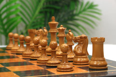 Jaques Zukertort 1875 Reproduction Library 3.5" Chessmen in Lacquered Antiqued Boxwood/Ebony