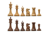 The Jaques Tournament Anderssen “Drop-Jaw” Replica Chessmen Natural Boxwood & Golden Rosewood– 4.4" King