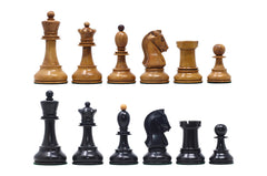 Dubrovink Series 1950 Vintage Reproduction 3.75" Ebony & Distressed Boxwood Chess Set