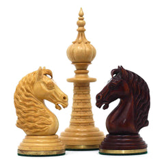 Anglo-Persian Artisan Series 4.75" Luxury Chess set by Mandeep Saggu in Mahogany Stained and Natural Boxwood