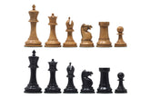 The Jaques Tournament Anderssen “Drop-Jaw” Replica Chessmen Distressed Boxwood & Ebony – 4.4" King