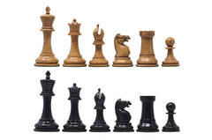 The Jaques Tournament Anderssen “Drop-Jaw” Replica Chessmen Distressed Boxwood & Ebony – 4.4" King