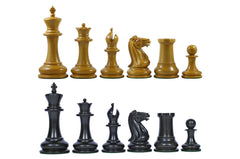 Jaques Reproduction 1850-55 Staunton 4.4" Ebony/ Antiqued Boxwood Chess Pieces