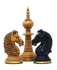 Anglo-Persian Artisan Series 4.75" Luxury Chess set by Mandeep Saggu in Distressed Boxwood and Ebony