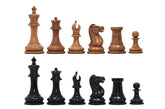 Nathaniel 1849 Antique Reproduction Vintage 3.75" Chess Set in Ebony/ Distressed Boxwood