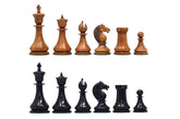 1830 Dublin Style Reproduced Historical Chess Set - 3.75" King Height in Distressed Boxwood & Ebony Wood