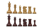 Jaques Zukertort 1875 Reproduction Library 3.5" Chessmen in Natural/Mahogany Gilded Boxwood