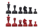 Reproduction Vintage 1930 German Knubbel 3.5" Chess Set in Ebonised & Red Gilded Box wood