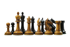 Warrior Series 4" Premium Staunton Chess Set in Ebony and Distressed Box Wood