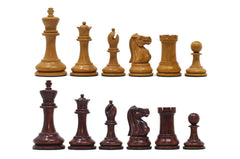 Jaques Zukertort 1875 Reproduction Library 3.5" Chessmen in Original Aged Antique Look/Mahogany Gilded Boxwood