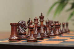 Commemorative Signature Series 3.625" Staunton Chessmen in Distressed/ Mahogany Stained Boxwood