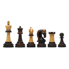 Leningrad Series 4" Luxury Staunton Chess Set in Lacquered Black Burnt Boxwood