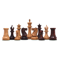 Clearance-1850-55 Reproduced Staunton 4.4" Mahogany Stained / Antiqued Boxwood Chess Pieces