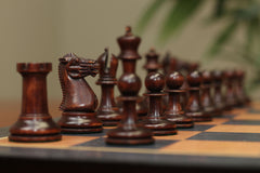 Walter Grimshaw 1854 Reproduced Staunton 3.5" Distressed/Mahogany Stained Boxwood Chessmen