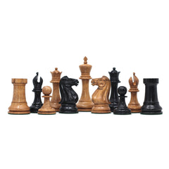 Anderson 1855-60 Reproduced 4.4" Staunton Chessmen in Distressed Boxwood & Ebony