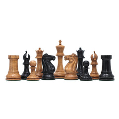 Anderson 1855-60 Reproduced 4.4" Staunton Chessmen in Distressed Boxwood & Ebonised