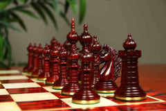 Anglo-Persian Artisan Series Luxury 4.75" Chess set by Mandeep Saggu in African Padouk and Natural Boxwood
