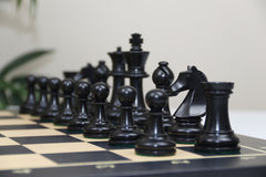 Henri Chavet Reproduced Chess Set in Distressed and Ebonised Boxwood- 3.75" King Height