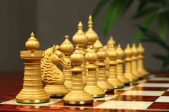 Anglo-Persian Artisan Series 4.75" Luxury Chess set by Mandeep Saggu in Ebony and Natural Boxwood